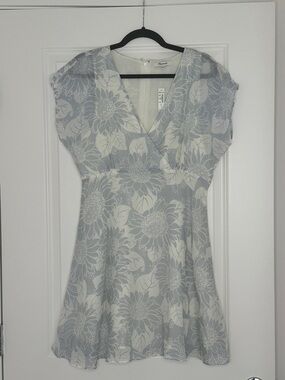 Madewell Blue & White Floral Wrap-Style Mini Dress